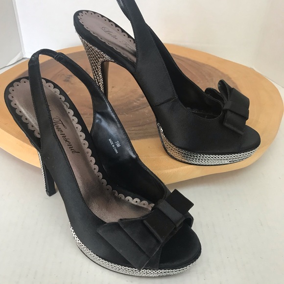 Lulu Townsend Shoes - Lulu Townsend Sequined Heel Peeptoe Stiletto Heels